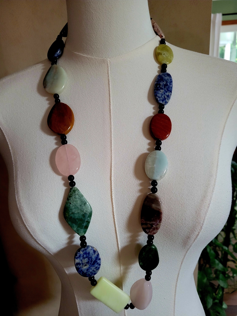 Multicolor Semi-Precious Stone Long Necklace - Women Jewelry